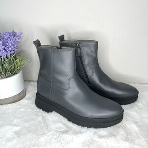 Eileen Fisher Boots Womens 9 Floyd Graphite Gray Waterproof Leather Platform New